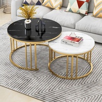 Table basse de luxe de haute qualité meubles de salon modernes de style base en métal ensemble de tables basses en bois MDF