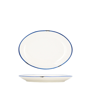 จานทรงรีแบน 15x11 ซม. สีขาวขอบน้ำเงิน - Product Image 3