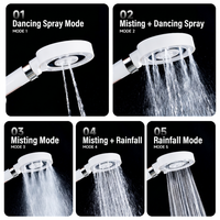 Pommeau de douche à main en laiton 5 modes, pression turbo accrue, filtre VC, contrôle du débit d'eau, OEM personnalisé pour accessoires de robinetterie de salle de bain