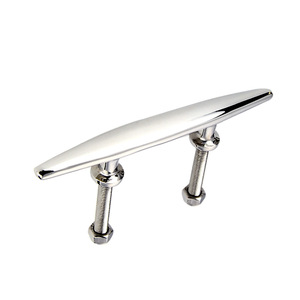 Bornes de bordure plates de 10 pouces avec tiges filetées en acier inoxydable en forme de corne de bœuf, accessoires de quincaillerie pour yachts, directement de l'usine - Product Image 1