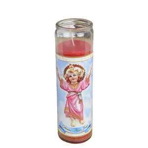 Divino Nino Jesus Images religious candles 8inch glass jar white wax cotton wick religious candles wholesale