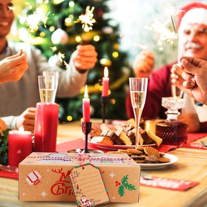 OurWarm Nouveau Design 12PCS Sacs d'emballage en papier pour gâteaux et biscuits avec fenêtre Noël 2.7x5.9x8.7 pouces - Product Image 5