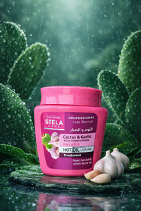 Crème de soin capillaire à l'ail et au cactus, traitement à l'huile chaude, 500 ml x 24 pots, soin naturel aux herbes, cheveux doux, lisses et forts, nourrissant - Product Image 3