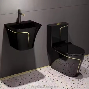 Sanitari WC 2025 Design Gold Line, Toilette in Ceramica Monoblocco Bianca e Oro per Bagno - Product Image 4