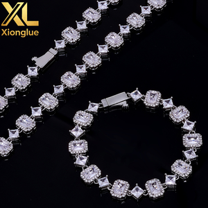 High Quality <b>Copper</b> Alloy Hip Hop Iced Unisex Engagement Wedding Gift <b>Bangle</b> Emerald Cut Zircon Hop Baguette Diamond - Product Image 1