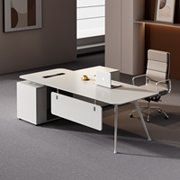 Bureau d'ordinateur moderne et durable en bois pour hôpital public et immeuble de bureaux, avec armoire de rangement pour salle du personnel