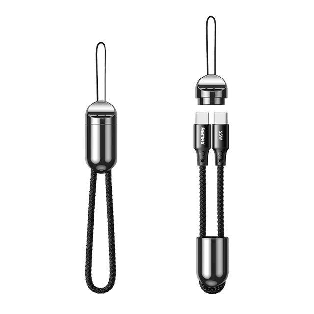 Remax RC-140 Type C Adapter 65W Fast Braided Oem Lanyard Portable Keychain Usb Cable
