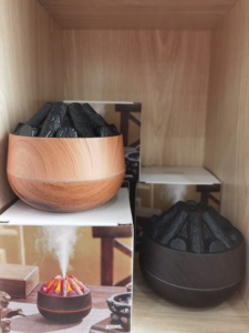 USB mini máy tính để bàn tạo độ ẩm không khí lớn sương mù đầu ra sáng tạo mô phỏng than lửa hương thơm khuếch tán Gỗ Sâu hộ gia đình nhựa - Product Image 6