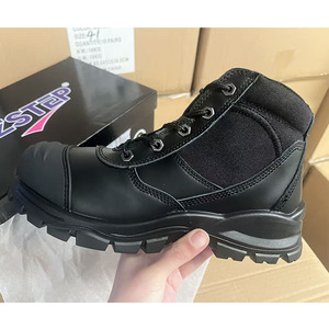 DSF53 <b>Black</b> <b>Working</b> full grain steel toe cap anti smash safety shoes puntuture proof worker ankle <b>boots</b> Coyote brown side zip - Product Image 5