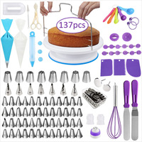 Kuchen-Dekorationszubehör 137teiliges Kuchenwerkzeug-Set mit Federform-Pannen Kuchennivellierer Plattenspieler Stan Werkzeugzubehör