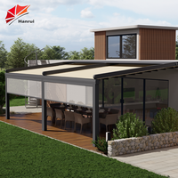Pergola bioclimatique moderne en aluminium pour l'extérieur, toit rétractable en acrylique, télécommande motorisée, protection UV, noir et blanc