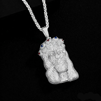 Collier pendentif micro portrait grec en zircon complet style hip-hop, accessoires tendance de la mode pour hommes, vente en gros