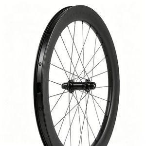Jeu de roues de vélo de route en fibre de carbone tissée à section profonde 8MM, compatible tubeless, frein à disque Center Lock, rayons Straight-Pull - Product Image 1