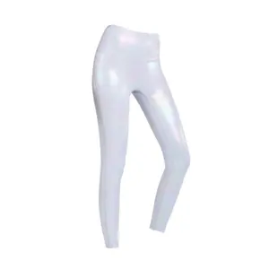 PU leather glitter shiny white Sexy plus size sports workout leggings Fitness knitted seamless gym women tights yoga pants