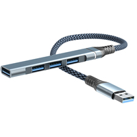 Clé USB tressée à 4 ports Hub 3.0 Ultra-mince pour MacBook, ordinateur portable, Surface Pro, PS4, lecteur Flash