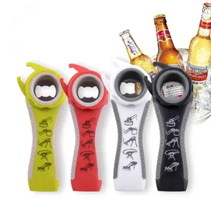 Multifunction 5 in 1 Bottle Opener Plastic Jar Opener for Kitchen Cans / Beer / Water / Soda Bottles with Non-Slip Easy Grip