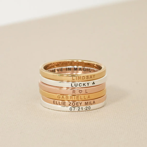 Nome della data inciso su misura Skinny <span class=keywords><strong>Band</strong></span> deliny impilamento nome anello per la sua moda in acciaio inox gioielli da donna - Product Image 1