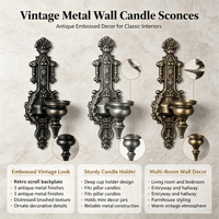 Chandelier mural en fer forgé fait main, résistant à la chaleur, durable, style rétro romantique, finition antique noir/bronze/argent pour