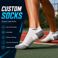 Chaussettes de sport basses personnalisées en coton pour hommes, avec logo athlétique de tennis, conception OEM, pour la course à pied