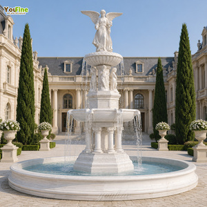 Fontaine d'ange en marbre YOUFINE, à étages, avec ailes, classique, pour jardin, palais, cour, place publique, villa, sculpture en pierre - Product Image 1