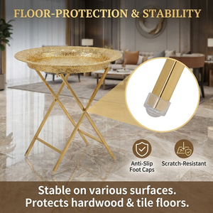 Tavolino da Caffè in Metallo Placcato Oro Stile <span class=keywords><strong>Marocchino</strong></span> KD Design, Utile Tavolino Laterale per Decorazione Casa, Tavolino Pieghevole in Metallo Dorato - Product Image 4