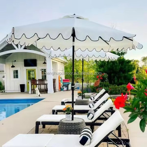 <span class=keywords><strong>Parasol</strong></span> de patio à poteau en aluminium enduit de poudre pour parapluies rétro avec pagode blanche et bords festonnés - Product Image 3