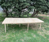 Table de balcon pliante de grande taille pour 10 personnes, table de pique-nique à pieds courts en bois, table de jardin portable pour patio