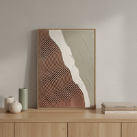 Peinture à l'huile abstraite moderne peinte à la main sur toile, lavable, avec cadre, texture épaisse, couleurs blanc et marron, taille personnalisable