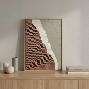 Dipinto a Olio Astratto Moderno Dipinto a Mano su Tela <span class=keywords><strong>Lavabile</strong></span> con Cornice, Texture Spessa, Colori Bianco e Marrone per Soggiorno e Camera da Letto - Product Image 2