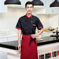 Uniforme de chef à manches courtes, veste de cuisine pour hôtel et restaurant, unisexe, en polyester, confortable, vêtements de chef pour étudiants