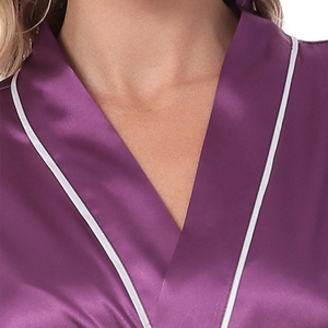 Ladies Long Luxury Robes Solid Wholesale Kimono Satin Silk Robe with Piping <strong>Women</strong> Bathrobe Elegant Casual <strong>Sleep</strong> Wear <strong>Lounge</strong> - Product Image 6