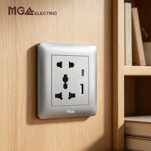 Tomacorrientes de Pared MGA de 5 Pines, Enchufe de Pared Personalizado con USB, Tomacorriente Multifunción con USB Tipo A y C - Product Image 2