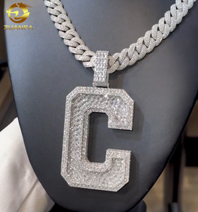Custom Made Top Quality Rapper Jewelry 925 <strong>Silver</strong> VVS Moissanite Letter <strong>Initial</strong> Hip Hop <strong>Pendant</strong> - Product Image 1