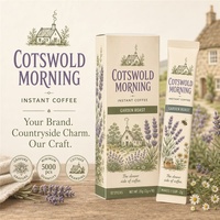 Custom Artisan Stick Packaging Tear Notch Cream Purple Lavender Cottage English Instant Coffee Sachet Bags for Tea Room Brand