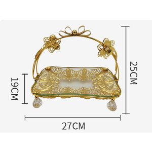 Panier à fruits <span class=keywords><strong>de</strong></span> luxe en métal doré, grand panier <span class=keywords><strong>de</strong></span> rangement en fil métallique pour la présentation <span class=keywords><strong>de</strong></span> fleurs et <span class=keywords><strong>de</strong></span> fruits - Product Image 4
