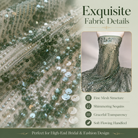 Tissus de luxe neufs en tulle, sequins et dentelle avec perles pour robes de mariée de style européen et français, directement de l'usine du fabricant
