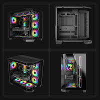 Boîtier PC ATX panoramique avec support de refroidissement par eau 360 mm en haut et 280 mm sur le côté, châssis 7 emplacements