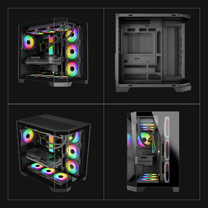 Boîtier PC ATX panoramique avec support de refroidissement par eau 360 mm en haut et 280 mm sur le côté, châssis 7 emplacements - Product Image 3