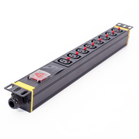 Bloc d'alimentation (PDU) 19 pouces C13 8 voies IEC avec interrupteur, protection contre les surtensions, anti-déchirure, en alliage d'aluminium noir, 125A