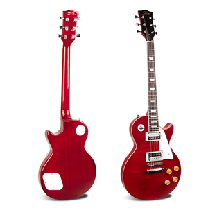 Guitarra de cuerpo sólido Surpass Music New Style con tapa de arce, 22 trastes, color clásico tomate - Product Image 3