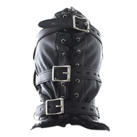 Capuche de Bondage d'esclave en cuir PU avec gode Gag fétiche BDSM jouet adulte masque esclave adulte