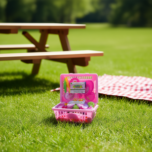 Picnic Basket Toy Set 25x18x8 Cm For Kids <b>Play</b> <b>Kitchen</b> Food Pretend - Product Image 3