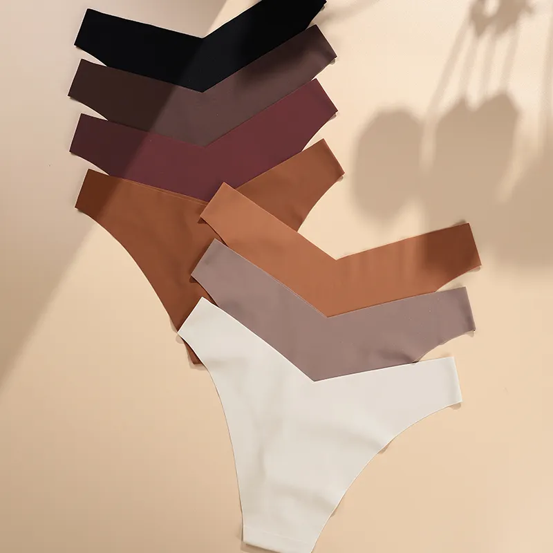 7 Colors Women's Seamless Panty Underwear Mid Waist Elastic Cotton Panties Hipster Sexy Thongs Women's Panties