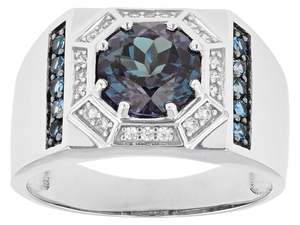 Anillo de compromiso de Alejandrita de corte redondo de 3,00 quilates Plata de Ley 925 con baño de rodio para bodas y fiestas - Product Image 6