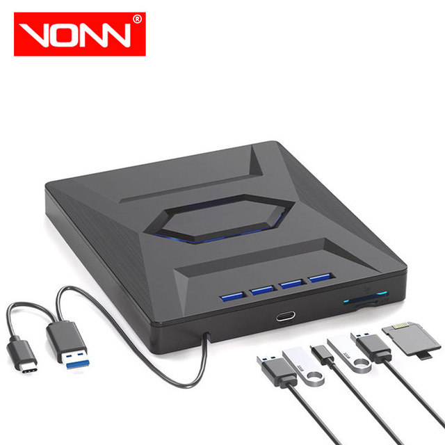 Factory Price 7-in-1 USB3.0 Type-C DVD Burner External Optical Drive USB Hub SD Card Reader for Desktop/Laptop CD/DVD Recorder