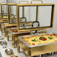 Plat de service de luxe martelé 9L pour buffet et traiteur, chauffe-plats, autres fournitures hôtelières, ensemble de chauffe-plats