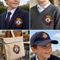 Écusson tissé personnalisé avec emblème scolaire, design découpé, pour blazer, sac à dos, thermocollant, prix usine en gros