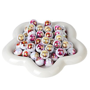 16mm <b>Acrylic</b> Double-Sided Printed Chicken Pattern Mixed Color Beads DIY Mobile Phone String Keychain Stringing <b>Pen</b> Accessory - Product Image 4