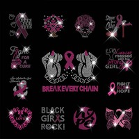 Bling Zeta Phi Beta Brustkrebs Bewusstsein Pink Ribbon Strass Eisen auf Transfer für Hemd kleidung