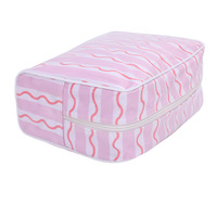 Tas Kosmetik Mahjong Fashion Terlaris dengan Ritsleting, Desain Bergaris Kapasitas Besar untuk Penyimpanan Makeup saat Bepergian